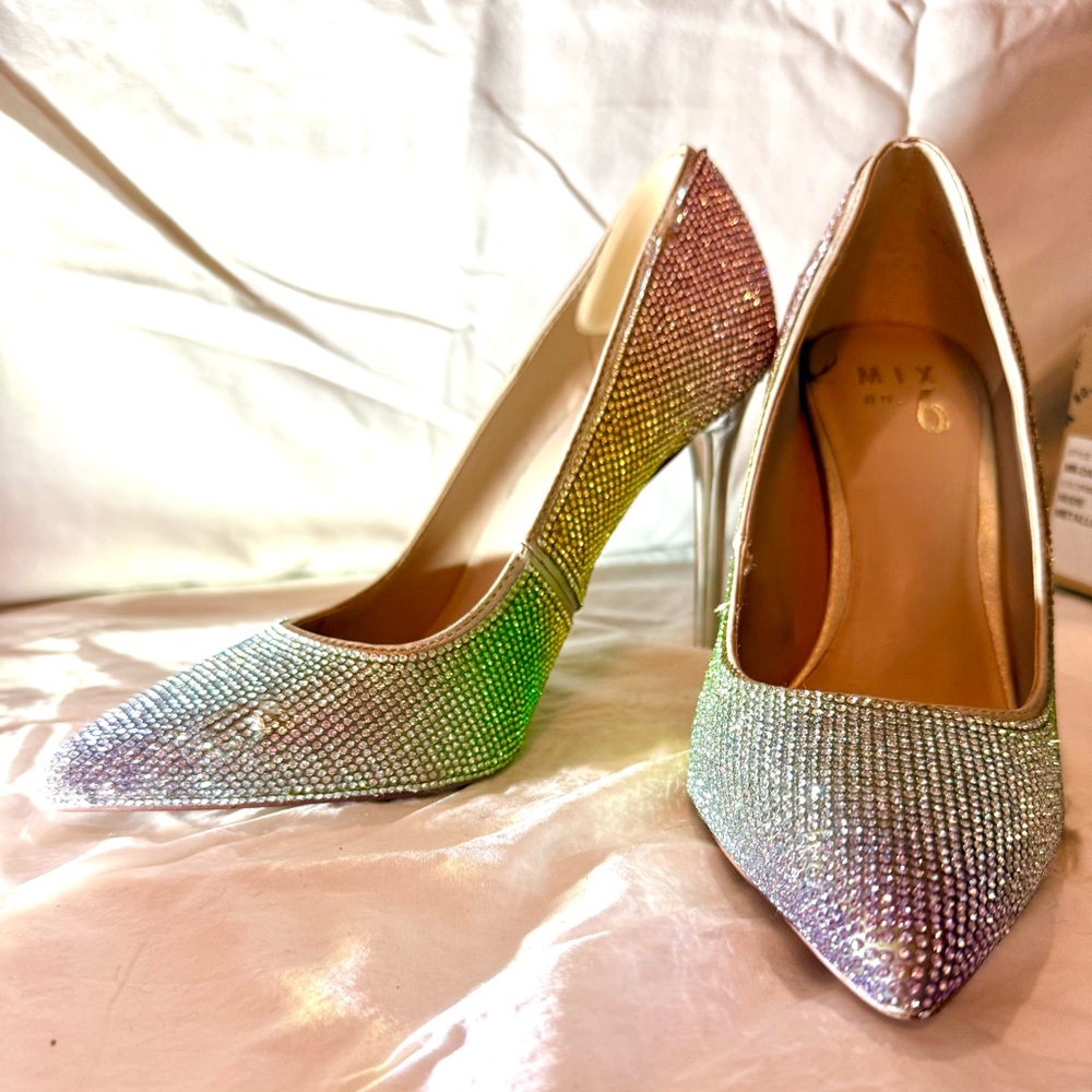 Elegant Silver “Metallic Dust” Rhinestone Women's Heels- perfect for New Year's